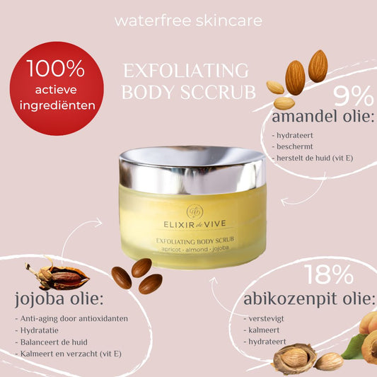 Exfoliating Body Scrub - Suikerscrub met Abrikoos, Amandel & Jojoba-olie - 200ml - Waterfree - Microplastic free - Vegan
