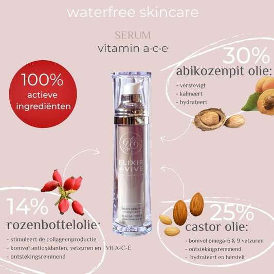 Vitamin ACE Serum - Waterfree Face & Body Serum met Vitamine A, C & E - Microplastic free - Vegan - 54ml